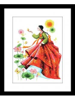 Soda ชุดปัก A Lady in Korean Traditional Dress, Hanbok