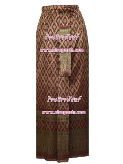 ผ้าถุงป้าย-หน้านาง B4 สีเลือดหมู (เอวใส่ได้ถึง 32 นิ้ว) *แบบสำเร็จรูป-รายละเอียดตามหน้าสินค้า