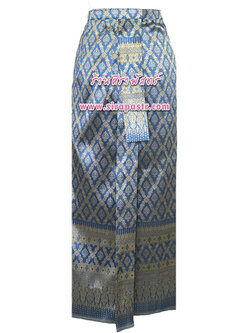 ผ้าถุงป้าย-หน้านาง B15 สีน้ำเงิน (เอวใส่ได้ถึง 32 นิ้ว) *แบบสำเร็จรูป-รายละเอียดตามหน้าสินค้า