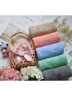 ผ้าขนหนูขนเป็ด ขนาดเช็ดผม 15*30 นิ้ว แพ็คชะลอมหูพับ