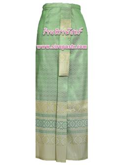 ผ้าถุงป้าย-หน้านาง B8 สีเขียว (เอวใส่ได้ถึง 32 นิ้ว) *แบบสำเร็จรูป-รายละเอียดตามหน้าสินค้า