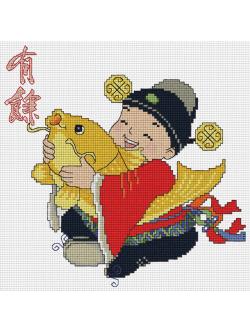 Pinn เด็กจีนอุ้มปลาทอง – มีโชคตลอดกาล