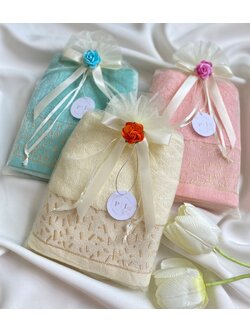 ผ้าขนหนูเนื้อ cotton ลายข้าวสาร ขนาดเช็ดผม 13x28 นิ้ว