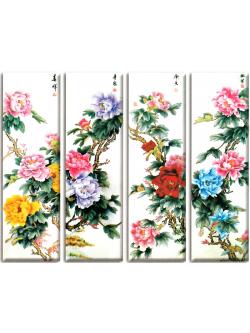 ชุดปักจีน 4 Peony flowers (เซต 4 แบบ)