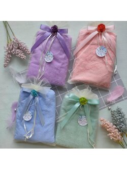 ผ้าขนหนูขนเป็ด ขนาดเช็ดผม 15x30 นิ้ว แพ็คถุงผ้าแก้ว