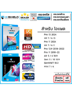 HiShield ฟิล์มกระจกนิรภัย ใส ด้าน ถนอมสายตา กันเผือก ใช้สำหรับ iPad Air 6 Pro 13 2024 Pro 11 12.9 Air 5 4 10.2 Mini 7 6 ใบกำกับภาษี