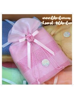 ผ้าขนหนูเนื้อ cotton ลายปาเก้ ขนาดเช็ดตัว 24x48 นิ้ว