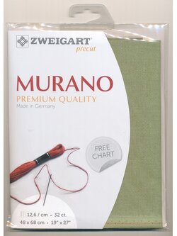 Zweigart Murano 32ct. สีเขียว Olive ขนาด 48 x 68 ซม.