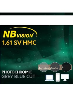 NBvision Lens 1.61 SV HMC Photochromic GREY BLUE CUT
