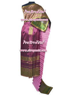 ชุดไทย C2 ผ้าถุงฯสีชมพูม่วง (สไบฯ=2+ผ้าถุงหน้านางฯ-เอวใส่ได้ถึง 30 นิ้ว) *รายละเอียดในหน้าสินค้า