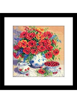 ชุดปักจีน Poppy and cherry flowers