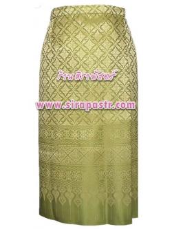 ผ้าถุงป้ายข้าง-สั้น สีเขียวตอง (เอวใส่ได้ถึง 30 นิ้ว-มีซับใน) *รายละเอียดสินค้าในหน้าฯ