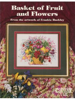 Country Cross Stitch ผังลาย Basket of Fruit and Flowers