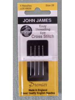 John James Easy Threading Eye Cross Stitch Needles เข็มปักครอสติชปลายเปิด เบอร์ 26 (แพ็ค 4 อัน)