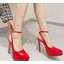 รองเท้าส้นสูงปลายแหลม 5.2 นิ้ว ไซส์ 35-42 สีดำ/แดง/ขาว