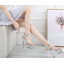 รองเท้าส้นสูงส้นแก้วสายคาดสีแดง/ดำ/เงิน/ขาว ไซต์ 34-43