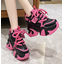รองเท้าผ้าใบเสริมส้น ไซส์ 34-39 สีชมพู/ขาว/ดำ