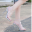 รองเท้าส้นแก้ว 4 นิ้ว ไซต์ 35-41 สีพื้นขาว/เงิน/ดำ