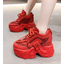 รองเท้าผ้าใบเสริมส้น 4 นิ้ว สีขาว/ดำ/แดง ไซส์ 34-39