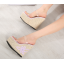 รองเท้าส้นเตารีดสูง 4.4 ,6 นิ้วส้นถักสายคาดพลาสติกใส ไซต์ 34-39 สีครีม/นู๊ด/ม่วง