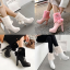 รองเท้าบูทส้นสูงแต่งขนปุยสีชมพู/ขาว/ครีม/ดำ ไซต์ 34-39