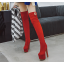 รองเท้าบูทส้นสูงหนังกำมะหยี่ยาวเลยเข่า ไซต์ 34-46 สีแดง/ดำ