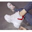 รองเท้าผ้าใบเสริมส้นแบบเก๋สีดำ/แดง ไซต์ 34-39