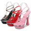 รองเท้าส้นสูงสายพลาสติกไขว้สีดำ/แดง/ชมพู ไซต์ 34-43