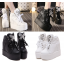 รองเท้าผ้าใบเสริมส้นน่ารักๆสีดำ/ขาว ไซต์ 34-39