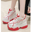 รองเท้าผ้าใบเสริมส้นแต่งรูปดาวสีแดง/ขาว/ดำ ไซส์ 34-39
