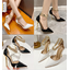 รองเท้าส้นสูงสายโซ่ทองรัดข้อ ไซส์ 35-40 สีดำ/ขาว