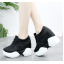 รองเท้าผ้าใบเสริมส้นแต่งผ้าโปร่งสีดำ/ขาว/ชมพู ไซต์ 35-39