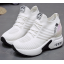 รองเท้าผ้าใบเสริมส้นผ้าตาข่ายโปร่งสีขาว/ดำ ไซต์ 35-40