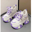 รองเท้าผ้าใบเสริมส้น 4.4 นิ้ว ไซส์ 34-43 สีดำ/ม่วง/ชมพู