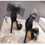 รองเท้าส้นสูงแต่งโบว์สลับข้างหน้าหลังสีดำ/ขาว ไซต์ 35-41