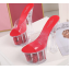 รองเท้าส้นแก้วส้นหนาพื้นแต่งดอกกุหลาบ ไซต์ 34-43 สีแดง/ขาว/ชมพู/ฟ้า/เหลือง/ส้ม