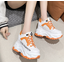 รองเท้าผ้าใบเสริมส้นสูง 4.4 นิ้ว ไซส์ 34-39 สีส้ม/แดง/ดำ