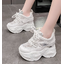 รองเท้าผ้าใบเสริมส้น 4 นิ้ว ไซส์ 34-39 สีขาว/ชม/น้ำเงิน