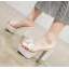 รองเท้าส้นสูงแบบสวมแต่งโบว์คริสตัล ไซต์ 34-43 สีขาว/ดำ/ครีม/เงิน