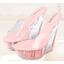 รองเท้าส้นเตารีดส้นแก้วพื้นแต่งดอกไม้ ไซต์ 35-39 สีแดง/ดำ/ขาว/ชมพู/ม่วง/เหลือง/เขียว/เหลือง