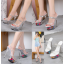 รองเท้าส้นแก้วสูง 6 และ 6.8 นิ้ว ไซต์ 34-43 แบบสวมสายแต่งคริสตัลสีพื้นโปร่งใส/ดอกไม้