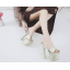 รองเท้าส้นสูง 7.2 นิ้วแบบสวมสีดำ/ขาว/เงิน/ทอง ไซต์ 34-38