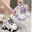 รองเท้าผ้าใบเสริมส้น 4.4 นิ้ว ไซส์ 34-43 สีดำ/ม่วง/ชมพู