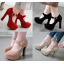 รองเท้าคัทชูหัวมนส้นสูงสีแดง/ดำ/น้ำตาล/แอพพริคอท ไซต์ 34-39