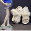 รองเท้าส้นเตารีดพื้นหมีแบบสวม ไซต์ 34-39 สีดำ/ครีม/ชมพู/เขียว