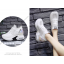 รองเท้าผ้าใบเสริมส้นผ้าตาข่ายโปร่งสีขาว/ดำ ไซต์ 35-40