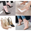 รองเทา้ส้นสูงปลายแหลมเปิดส้นทรงเป๊ะสีนู๊ด/ดำ/ขาว ไซต์ 34-43