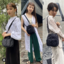 Ray BEAMS Drawstring Shoulder Bag กระเป๋าสะพาย หูรูดพร้อมควิลท์ลายสุดเก๋
