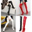 รองเท้าบูทส้นเข็มปลายแหลมยาวถึงต้นขา ไซต์ 34-46 สีแดง/ดำ/ขาว