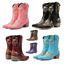 รองเท้าบูทหนังปักลายดอก ไซส์ 34-43 สีดำ/น้ำตาลเข้ม/น้ำตาลแดง/ฟ้า/ม่วง/ชมพู